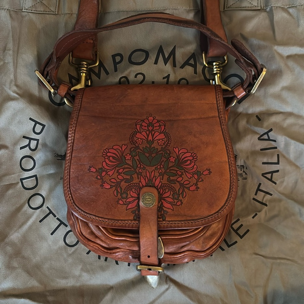 Campomaggi Brown Painted Leather Crossbody Bag